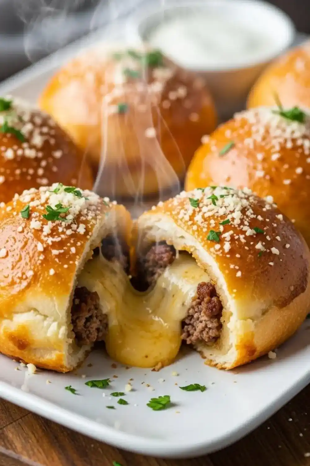 Garlic Parmesan Cheeseburger Bombs