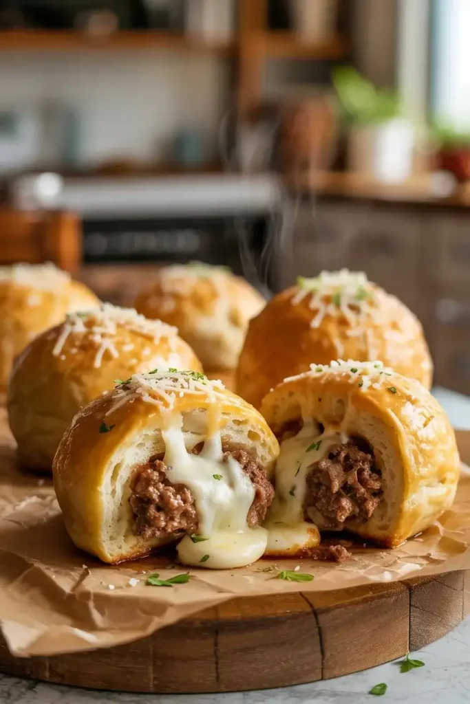 Garlic Parmesan Cheeseburger Bombs