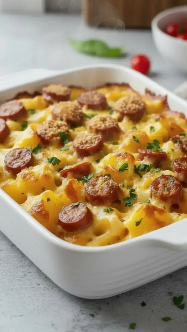 Kielbasa Cheesy Potato Casserole