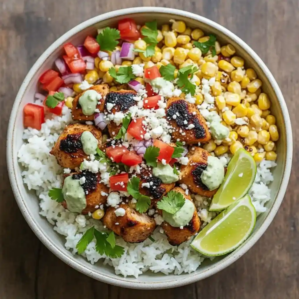 Street Corn Chicken Rice Bowl